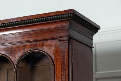 Large English Regency Mahogany Glazed Secretaire Bookcase