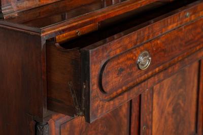 Large English Regency Mahogany Glazed Secretaire Bookcase