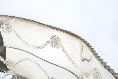Large English Sheffield Plated Barware Footed Tray