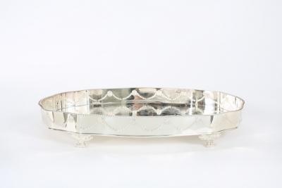 Large English Sheffield Plated Barware Footed Tray
