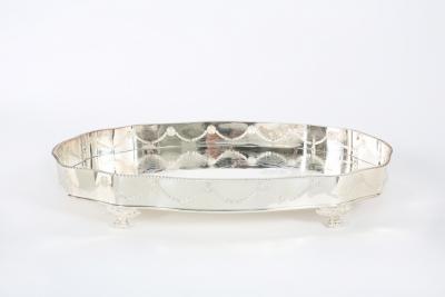 Large English Sheffield Plated Barware Footed Tray