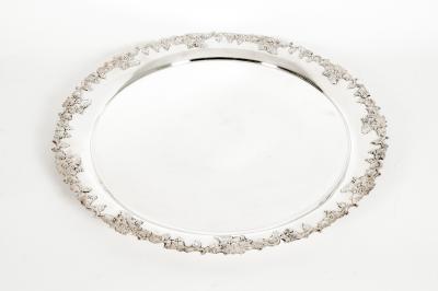 Large English Silver Plated Circular Barware Tableware Tray