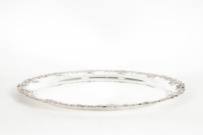 Large English Silver Plated Circular Barware Tableware Tray