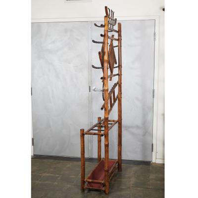 Large English Victorian Bamboo Hall Stand