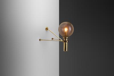 Large European Modern Wall Sconce in Brass Bubble Glass Europe circa 1950s