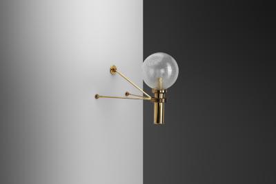 Large European Modern Wall Sconce in Brass Bubble Glass Europe circa 1950s