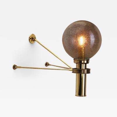 Large European Modern Wall Sconce in Brass Bubble Glass Europe circa 1950s