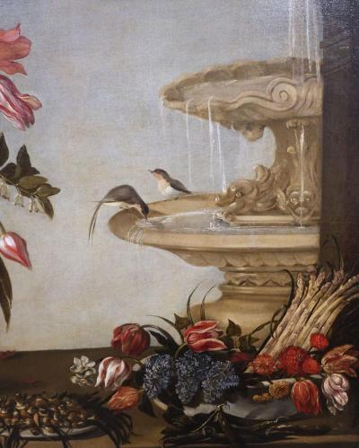 Large European Still Life Oil On Canvas Painting