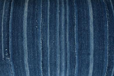 Large Faded Indigo Tone on Tone Striped Lumbar Cushion