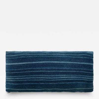 Large Faded Indigo Tone on Tone Striped Lumbar Cushion