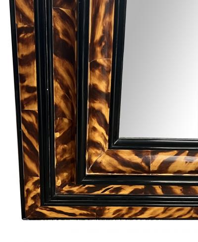Large Faux Tortoiseshell and Parcel ebonized Mirror in the Flemish Style