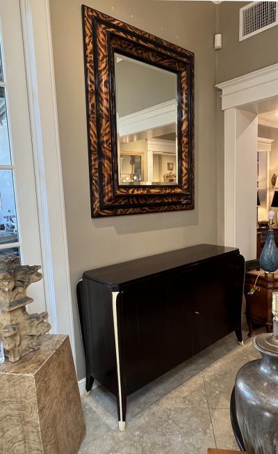 Large Faux Tortoiseshell and Parcel ebonized Mirror in the Flemish Style