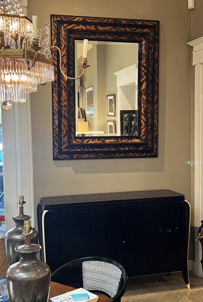 Large Faux Tortoiseshell and Parcel ebonized Mirror in the Flemish Style