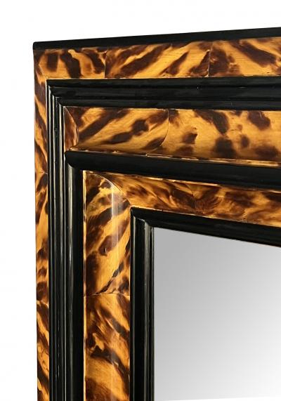 Large Faux Tortoiseshell and Parcel ebonized Mirror in the Flemish Style