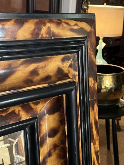Large Faux Tortoiseshell and Parcel ebonized Mirror in the Flemish Style