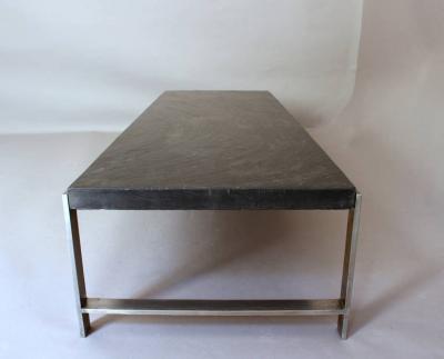Large Fine French 1970s Metal and Slate Coffee Table