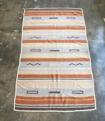 Large Finnish Flat Wave Rug 1930th 