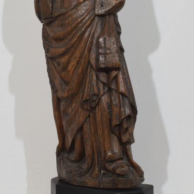 Large Flemish Medieval Gothic 15th 16th Century Carved Oak Madonna