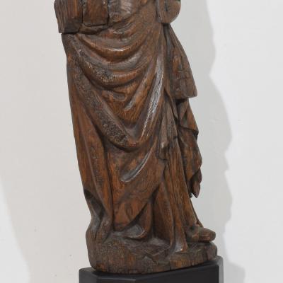 Large Flemish Medieval Gothic 15th 16th Century Carved Oak Madonna