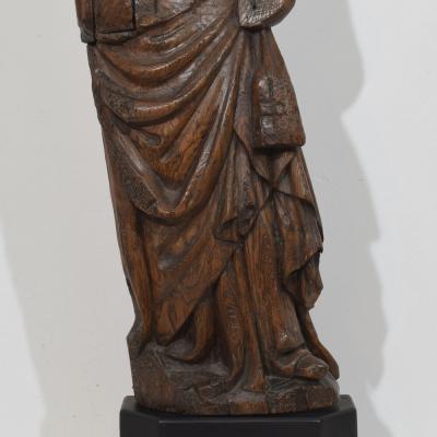 Large Flemish Medieval Gothic 15th 16th Century Carved Oak Madonna