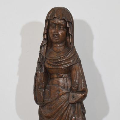 Large Flemish Medieval Gothic 15th 16th Century Carved Oak Madonna