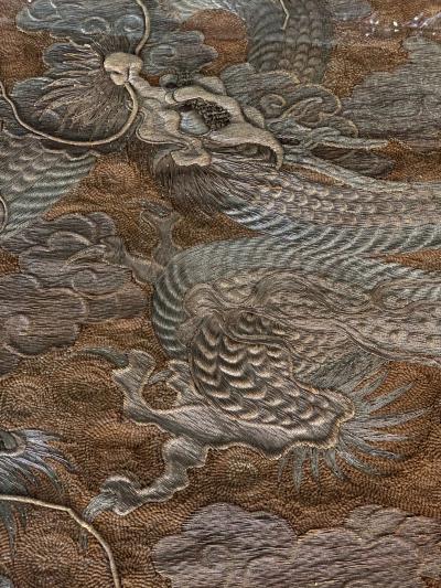 Large Framed Japanese Embroidery Dragon Tapestry