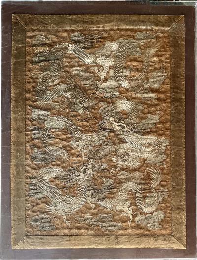 Large Framed Japanese Embroidery Dragon Tapestry