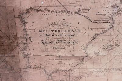 Large Framed Map of the Mediterranean