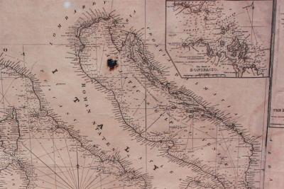 Large Framed Map of the Mediterranean
