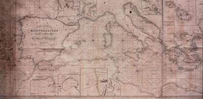 Large Framed Map of the Mediterranean