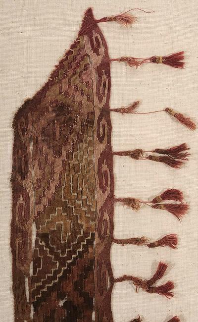 Large Framed Precolumbia Antique Peruvian Textile Fragment