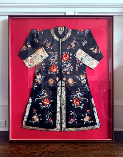 Large Framed Stunning Antique Chinese Embroidered Robe Qing Dynasty