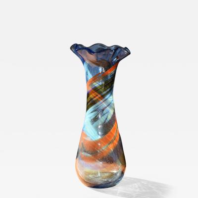 Large Free Form Art Glass Vase by Gyula Budveszel Hungary 1990s