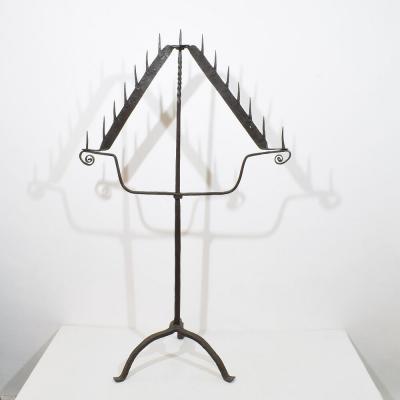 Large French 17th Century Hand Forged Iron Candleholder