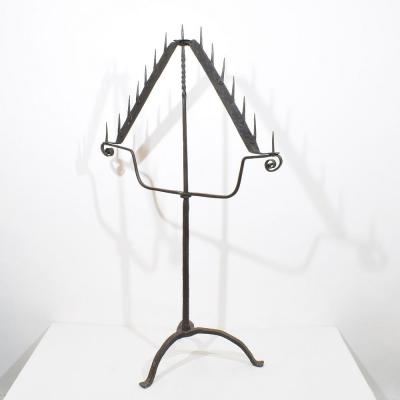 Large French 17th Century Hand Forged Iron Candleholder