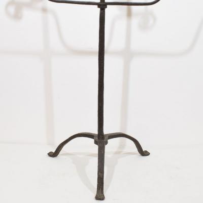 Large French 17th Century Hand Forged Iron Candleholder