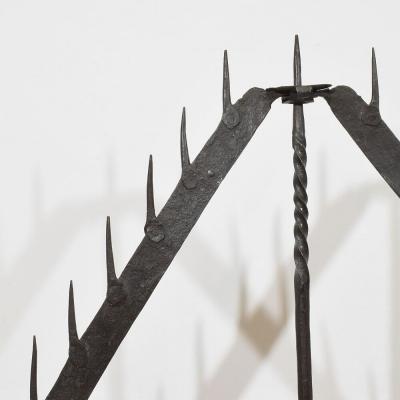 Large French 17th Century Hand Forged Iron Candleholder