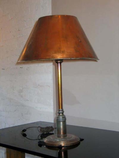Large French 1940s Copper Table or Desk Lamp