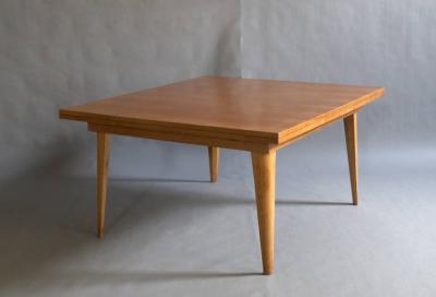 Large French 1950s Dining Table with Two Pull Out End Leaves