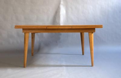 Large French 1950s Dining Table with Two Pull Out End Leaves