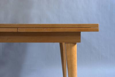Large French 1950s Dining Table with Two Pull Out End Leaves