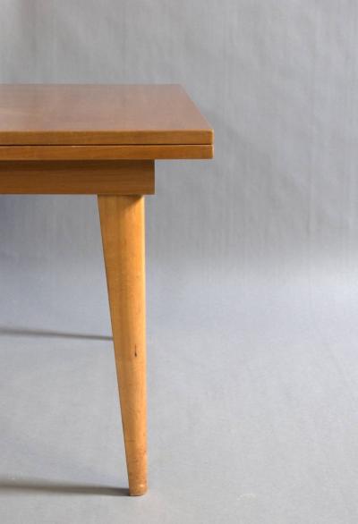 Large French 1950s Dining Table with Two Pull Out End Leaves