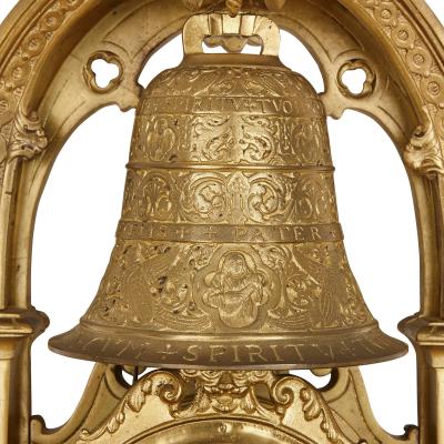 Large French 19th Century gilt bronze wall clock with religious inscriptions