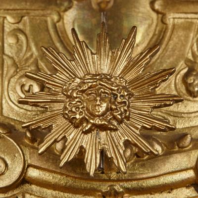 Large French 19th Century gilt bronze wall clock with religious inscriptions