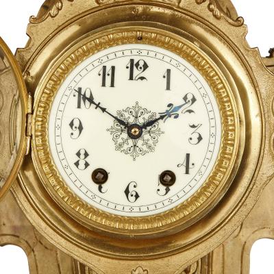 Large French 19th Century gilt bronze wall clock with religious inscriptions
