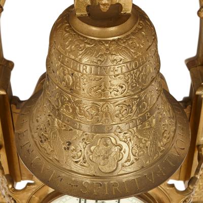 Large French 19th Century gilt bronze wall clock with religious inscriptions