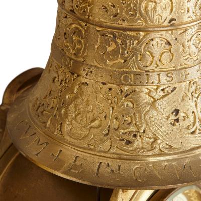 Large French 19th Century gilt bronze wall clock with religious inscriptions