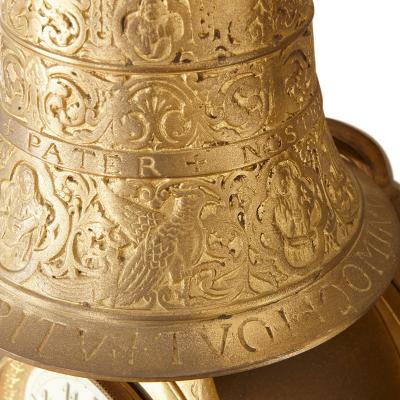 Large French 19th Century gilt bronze wall clock with religious inscriptions