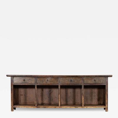 Large French 19thC Elm Fruitwood Counter Buffet