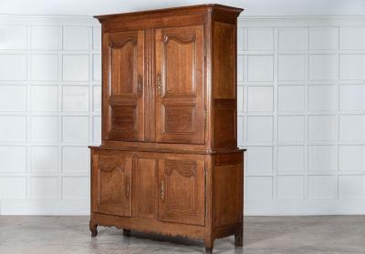 Large French 19thC Oak Buffet Deux Corps